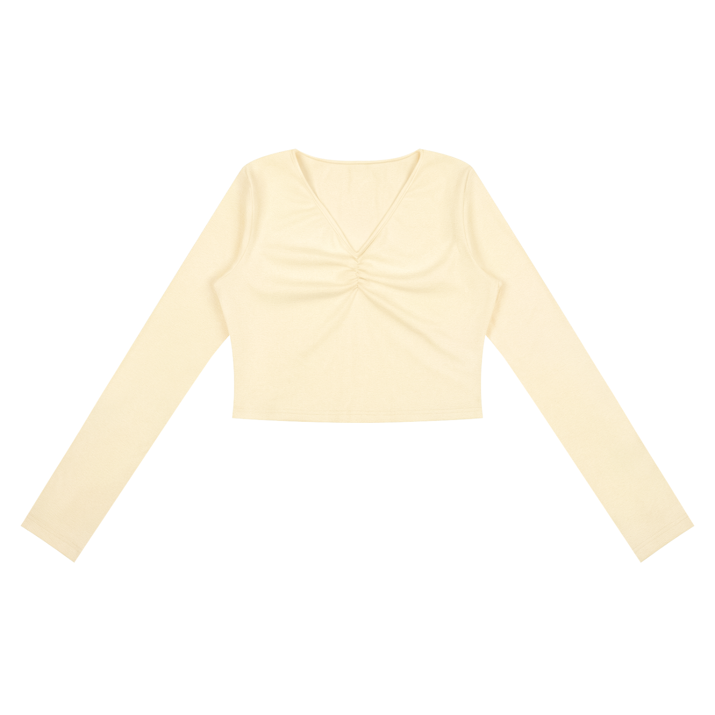 WOMEN'S RUCHED LONGSLEEVE CROP TOP