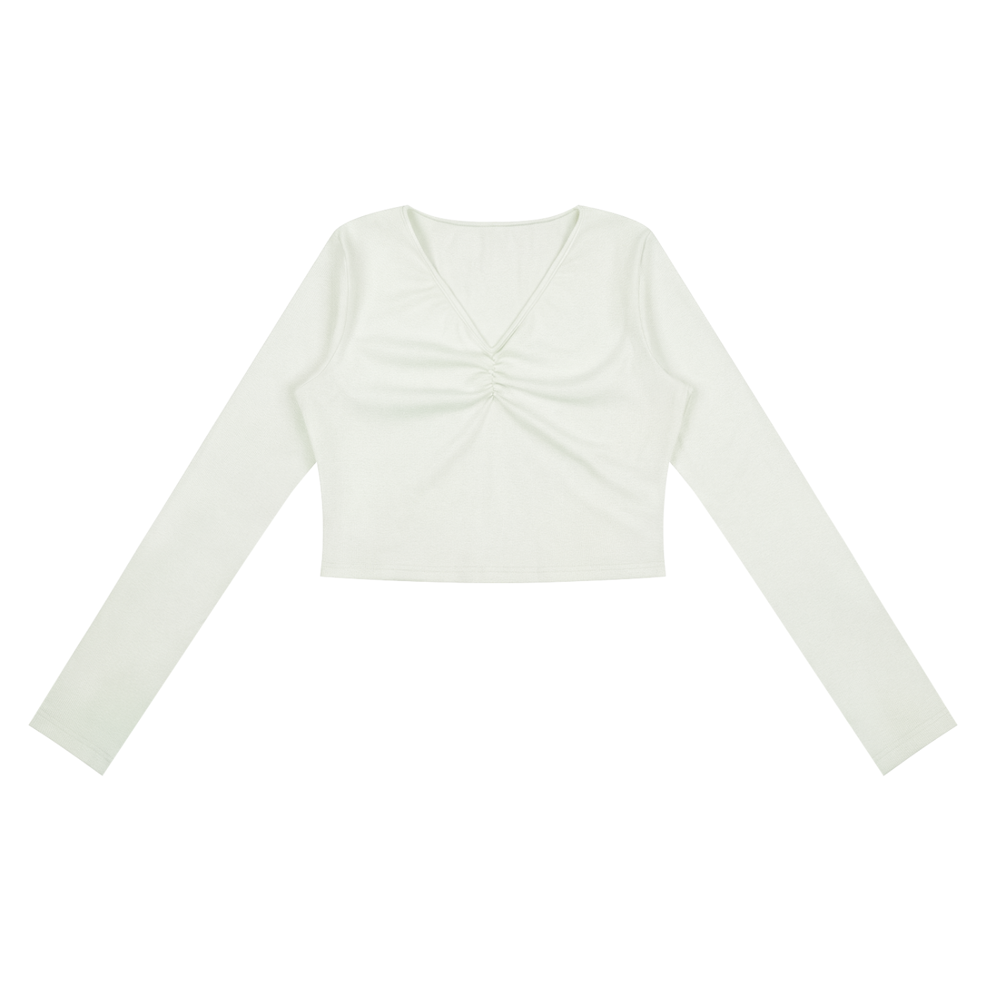WOMEN'S RUCHED LONGSLEEVE CROP TOP