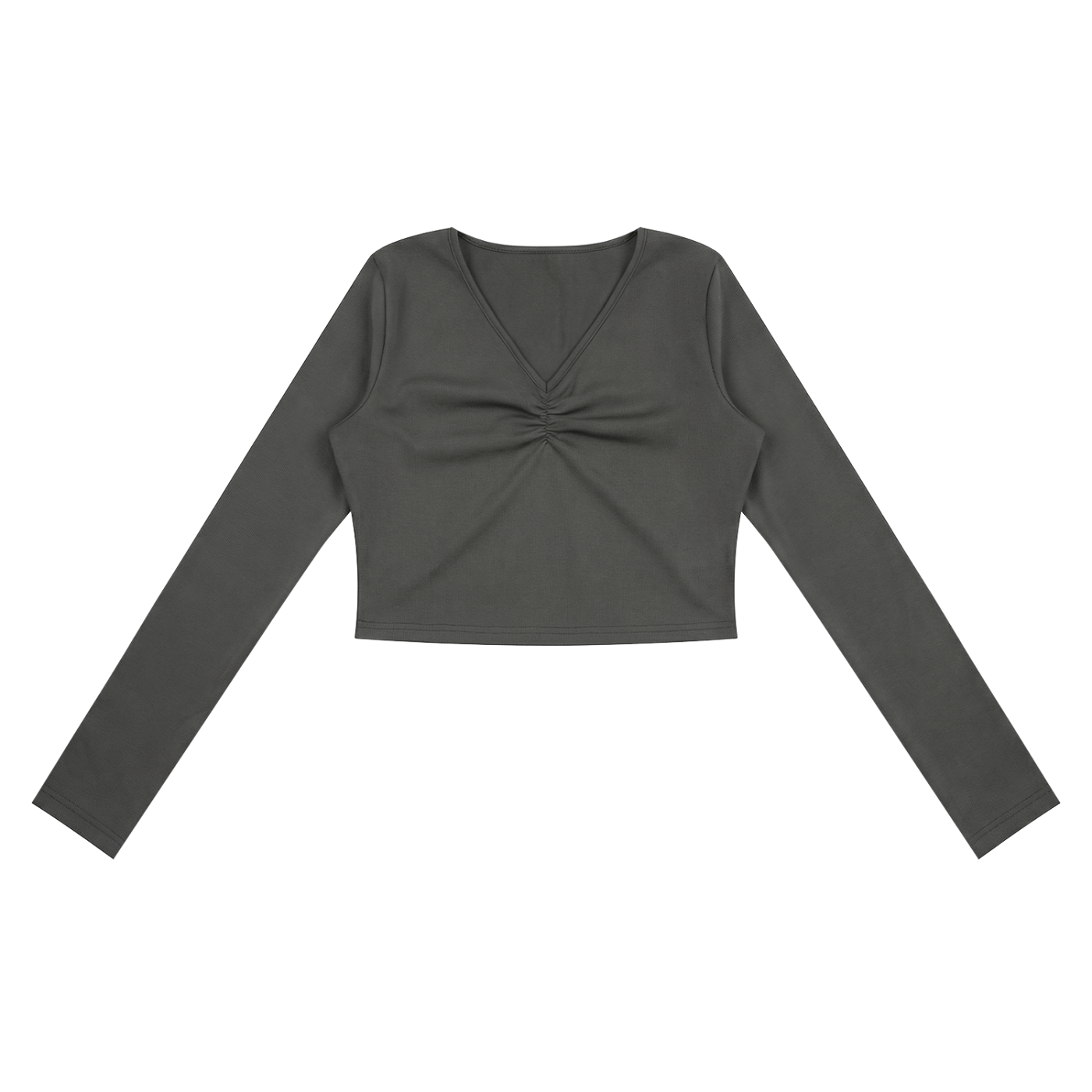 WOMEN'S RUCHED LONGSLEEVE CROP TOP