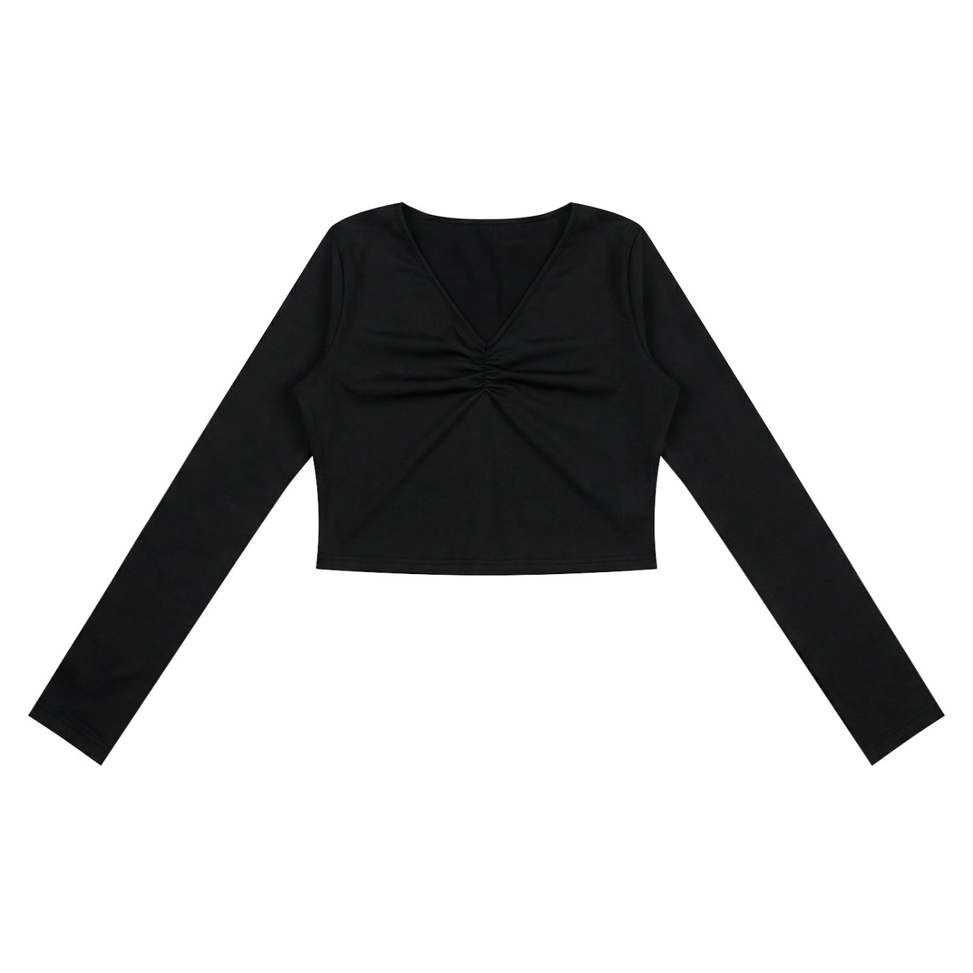 WOMEN'S RUCHED LONGSLEEVE CROP TOP