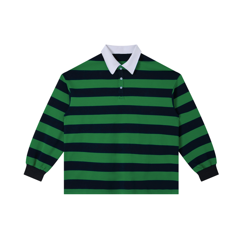 100% COTTON STRIPED POLO LONGSLEEVE