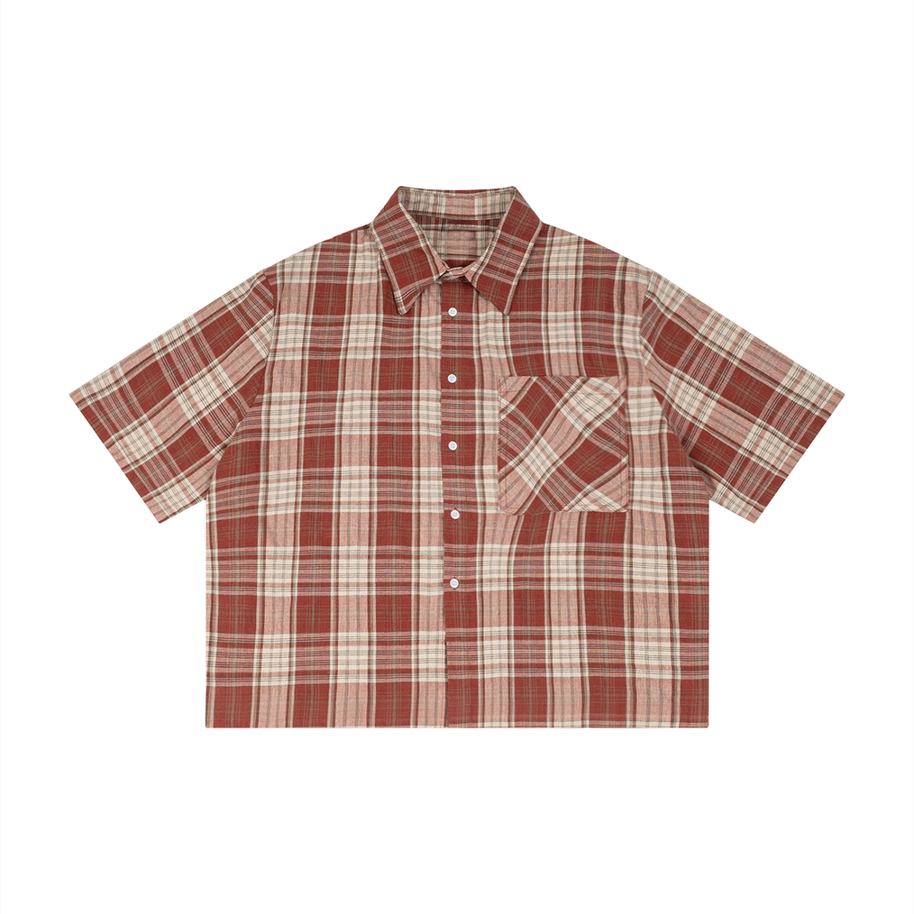 100% COTTON PLAID BUTTON UP