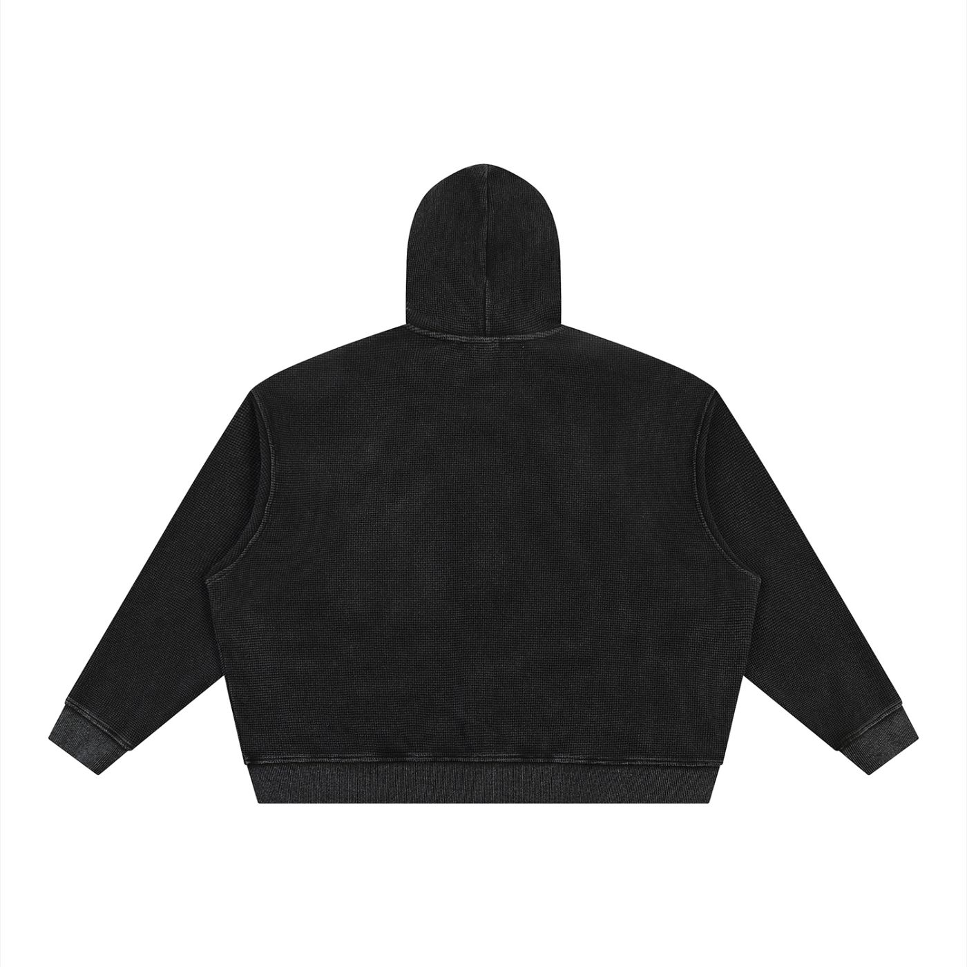 Unisex Vintage Wash Boxy Waffle Full Zip Hoodie