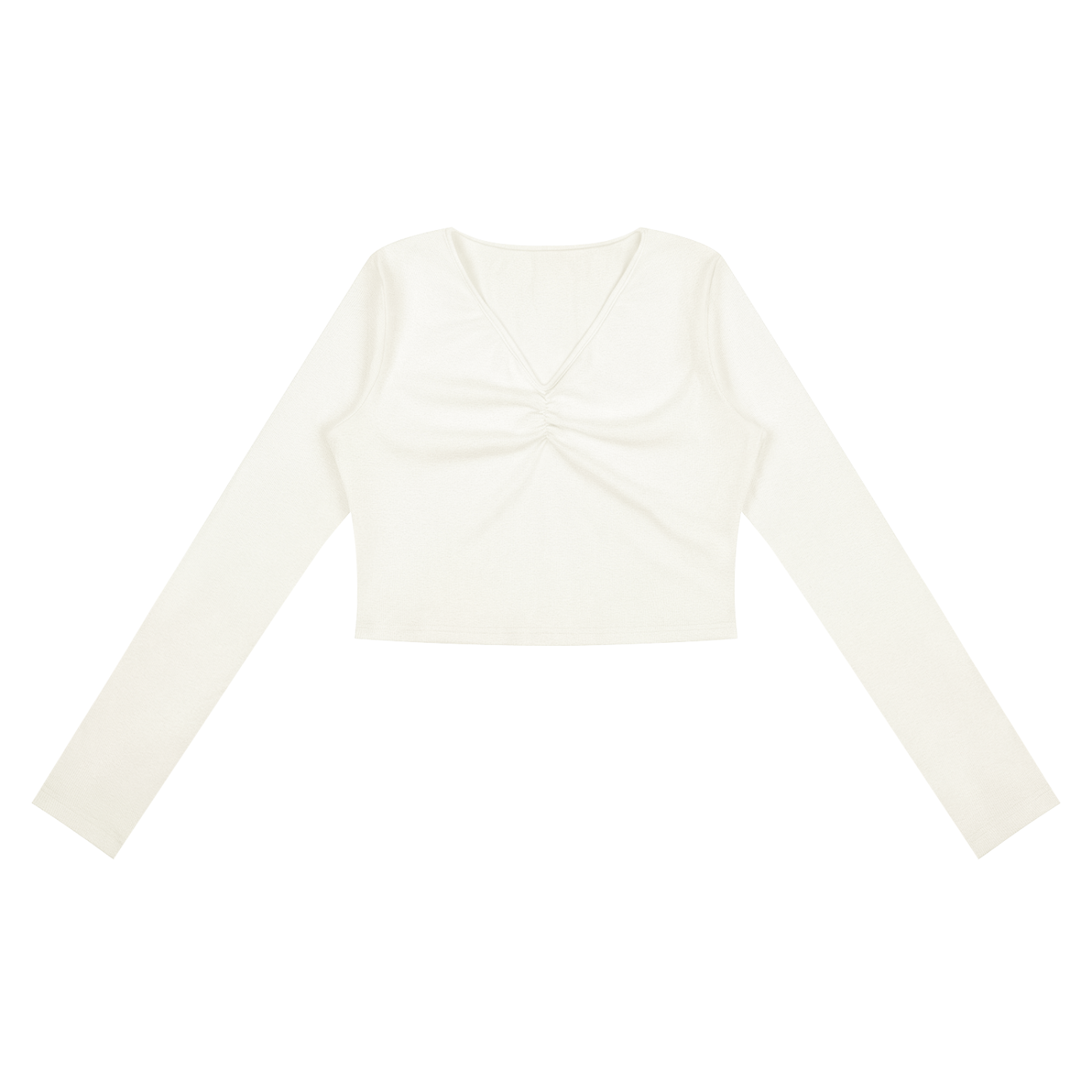 WOMEN'S RUCHED LONGSLEEVE CROP TOP