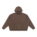 Unisex Vintage Wash Boxy Waffle Full Zip Hoodie