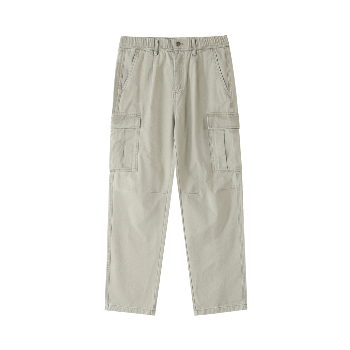 100% COTTON ELASTIC WAIST CARGO PANTS