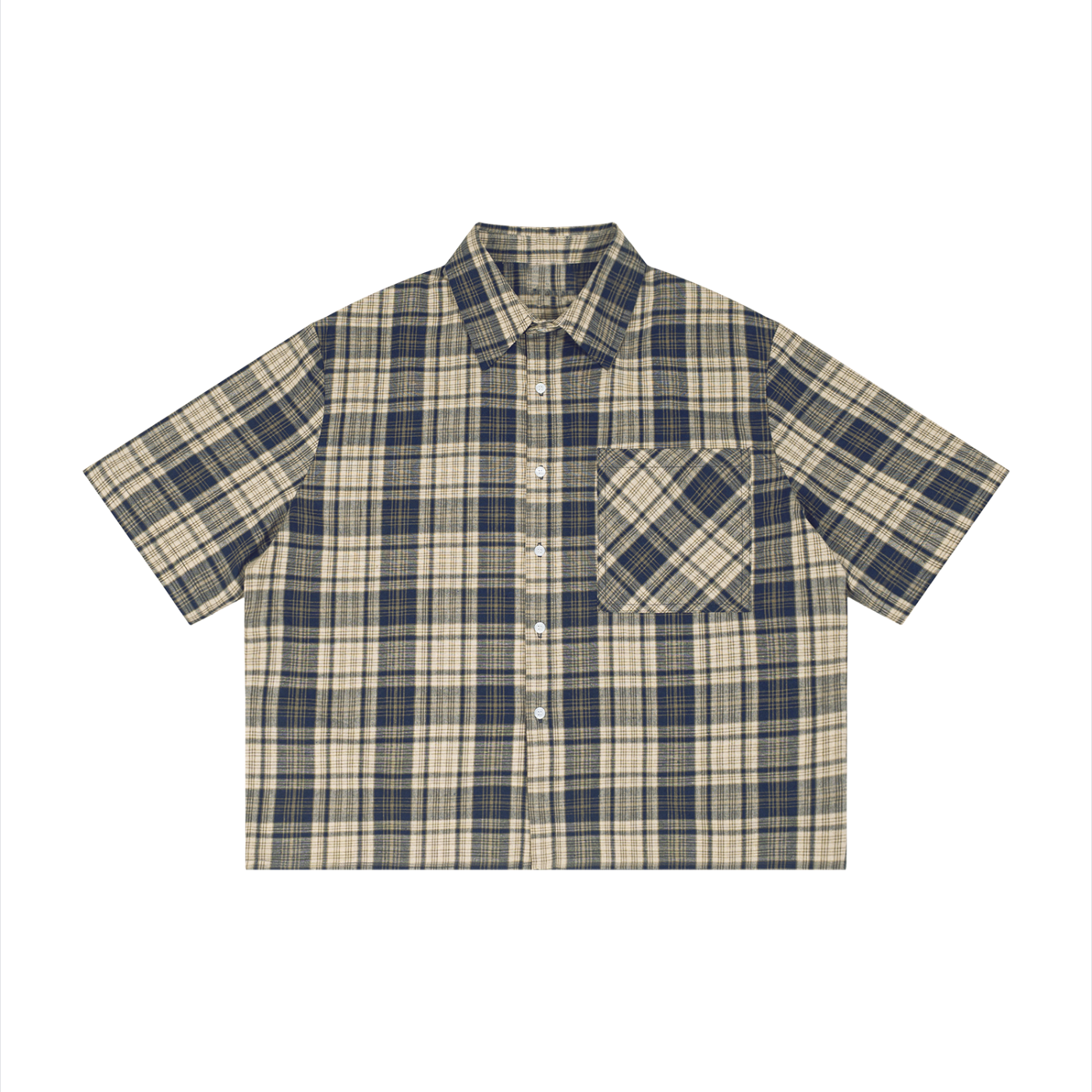 100% COTTON PLAID BUTTON UP
