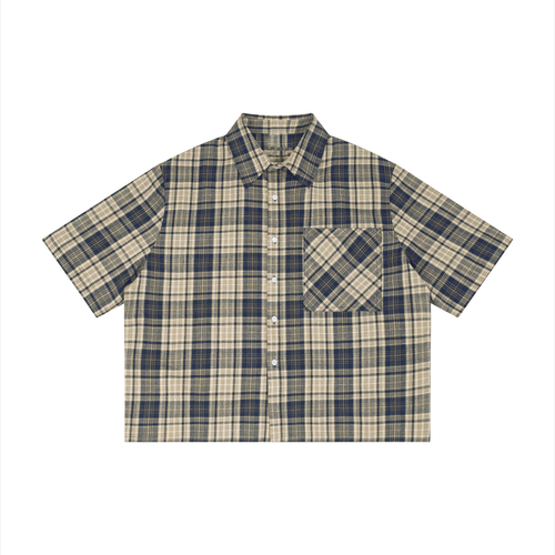 100% COTTON PLAID BUTTON UP