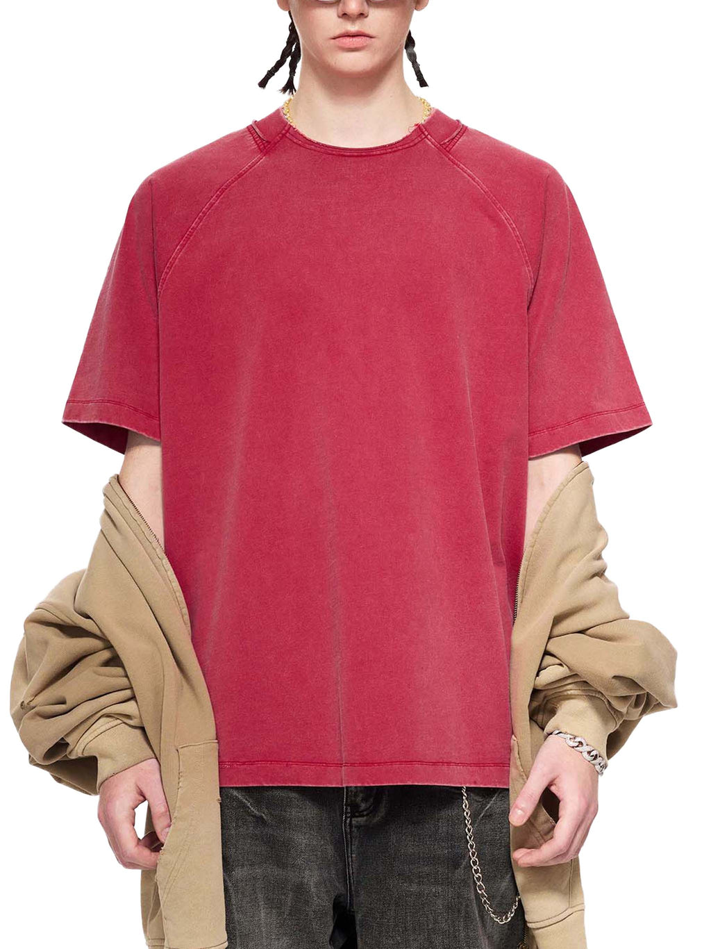 100% COTTON VINTAGE WASHED RAGLAN T-SHIRT
