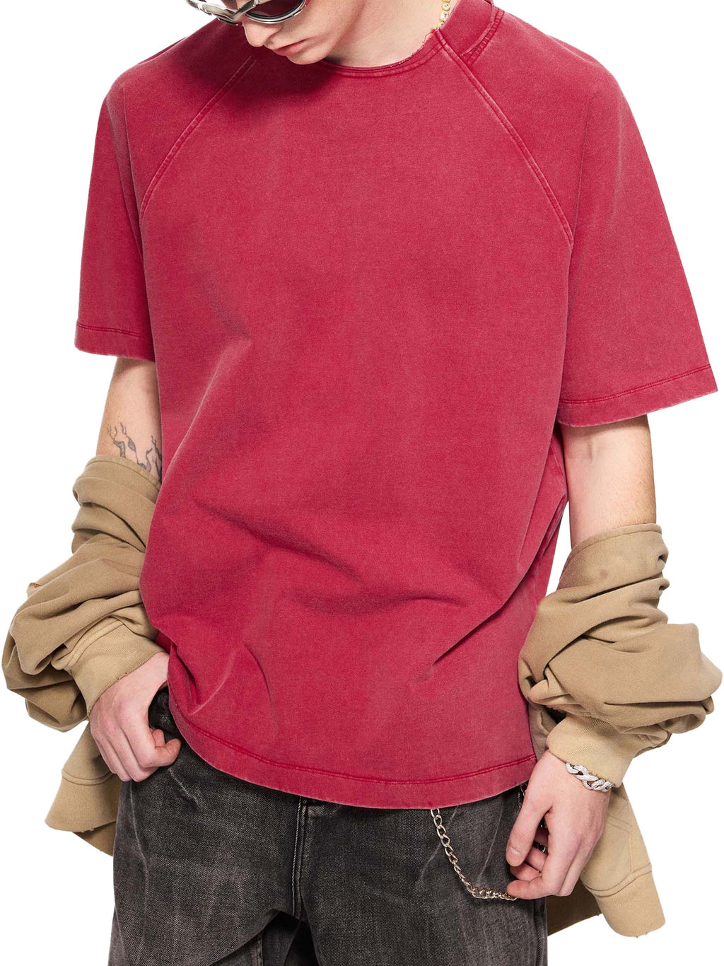 100% COTTON VINTAGE WASHED RAGLAN T-SHIRT