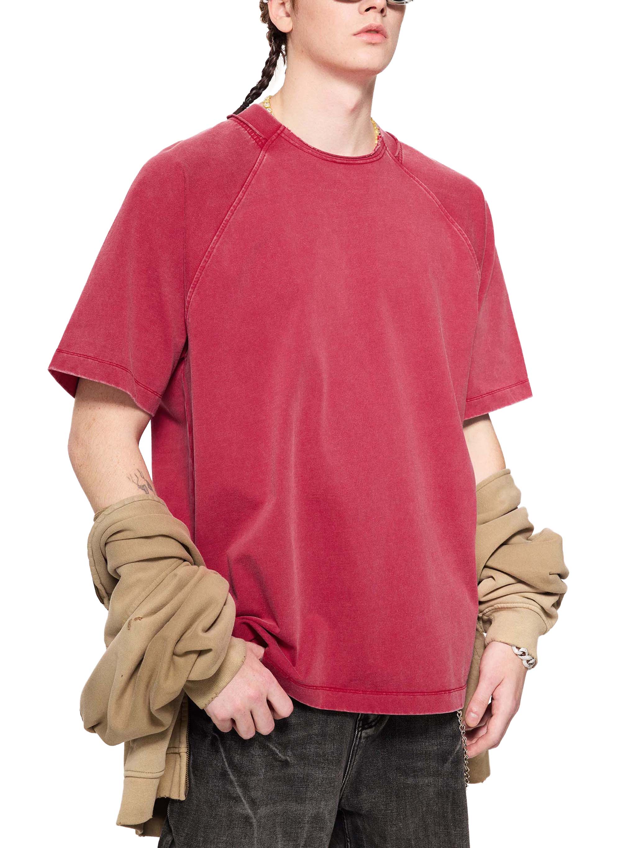 100% COTTON VINTAGE WASHED RAGLAN T-SHIRT