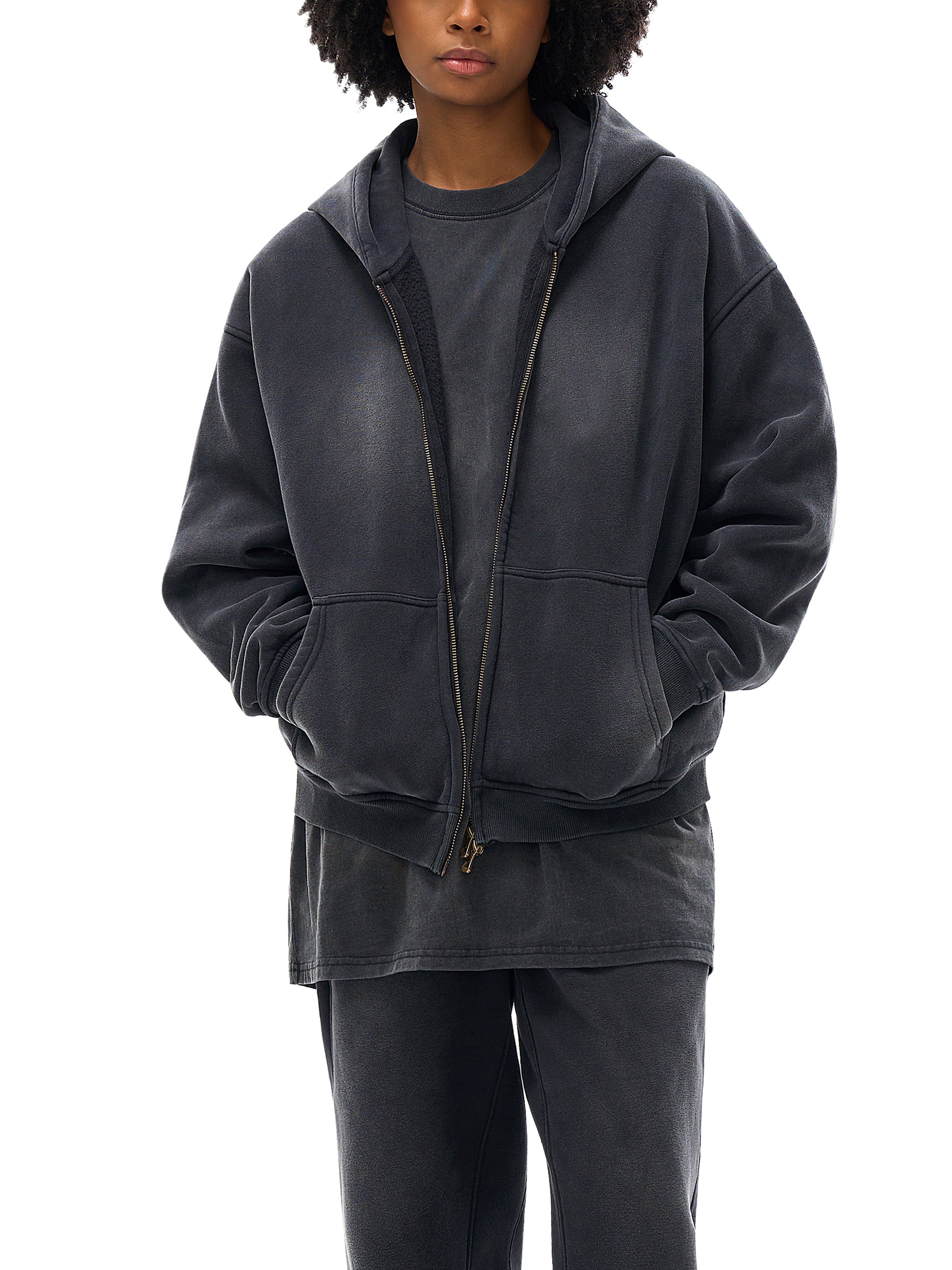 SUN FADED DOUBLE ZIPPER HOODIES