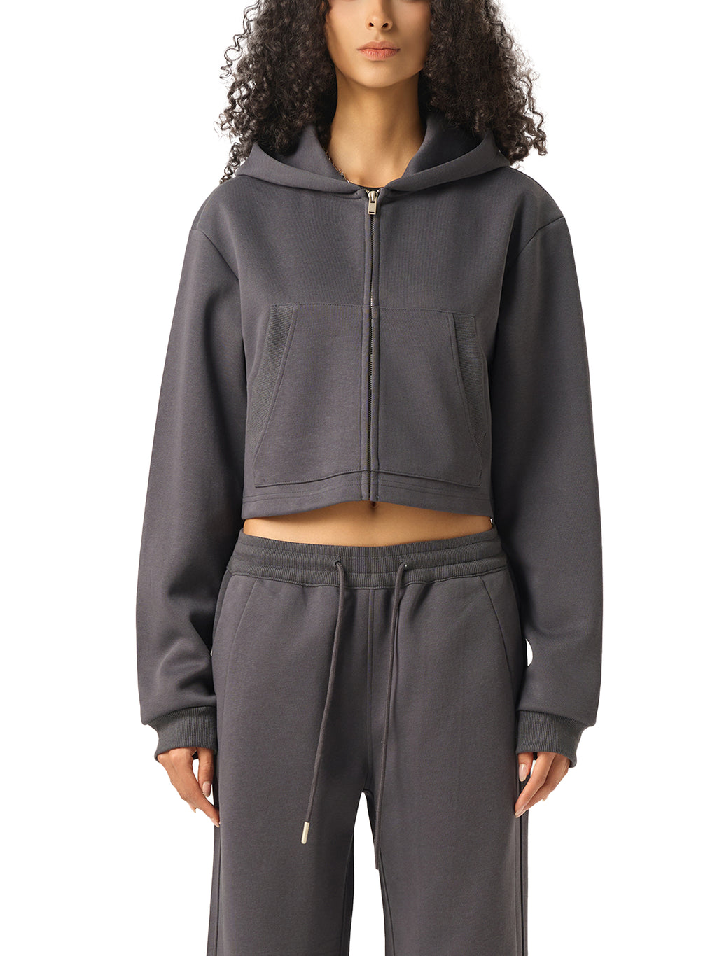 WOMENS CROPPED ZIPPER HOODIE