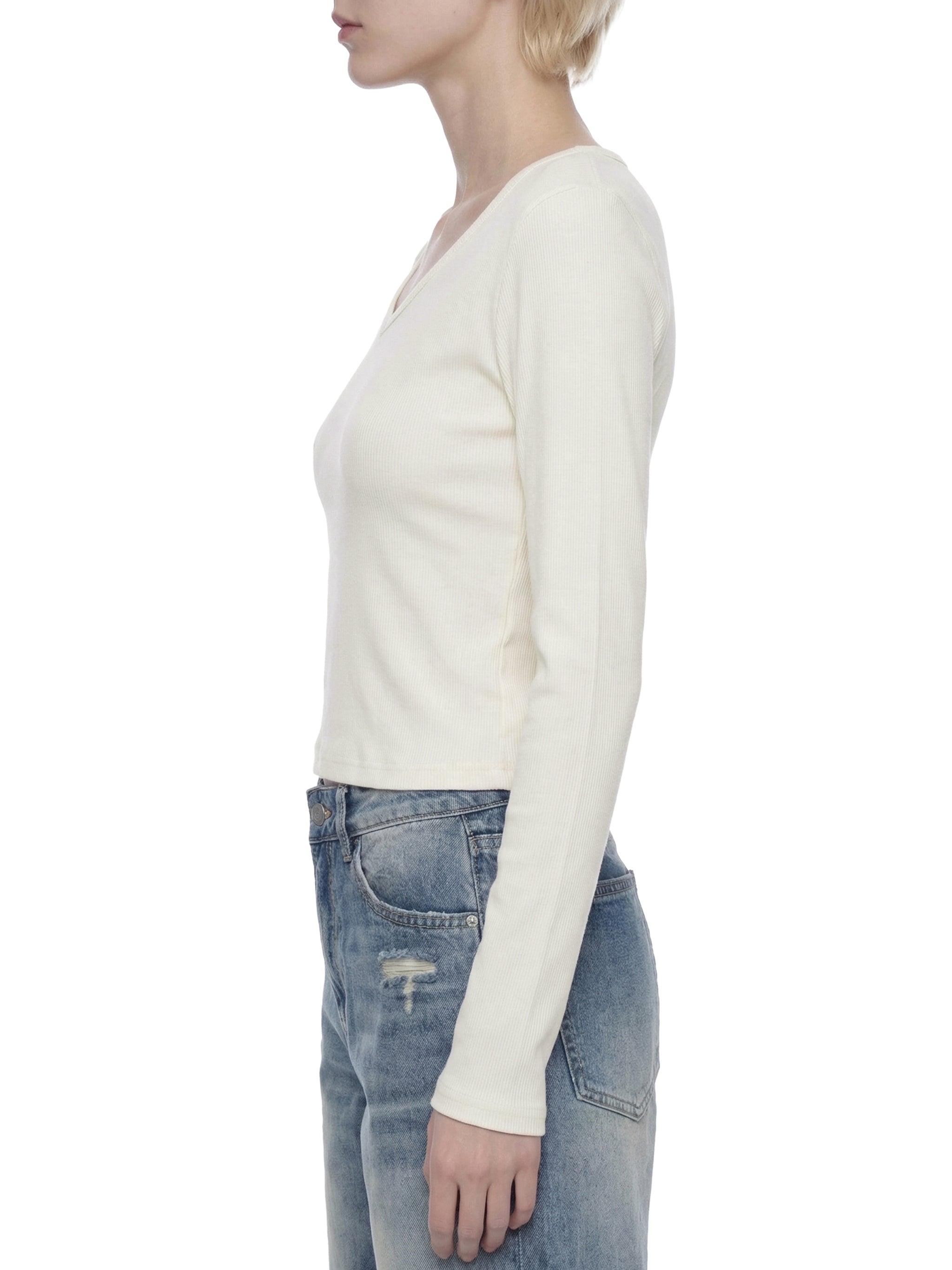 WOMEN'S RUCHED LONGSLEEVE CROP TOP