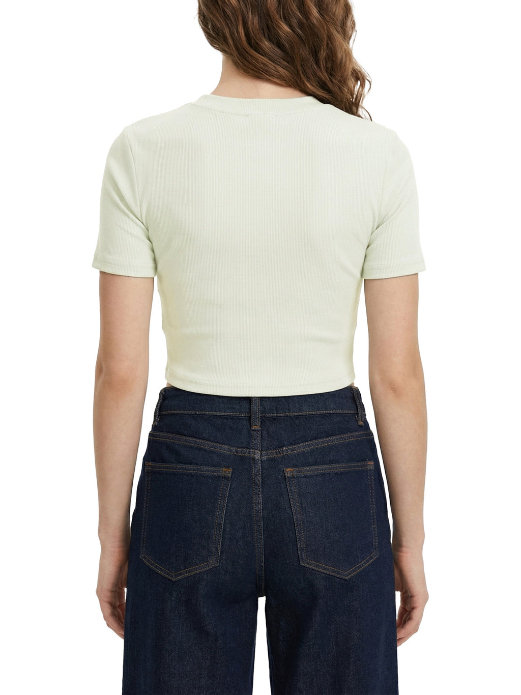 WOMEN'S RIBBED CROPPED T-SHIRT