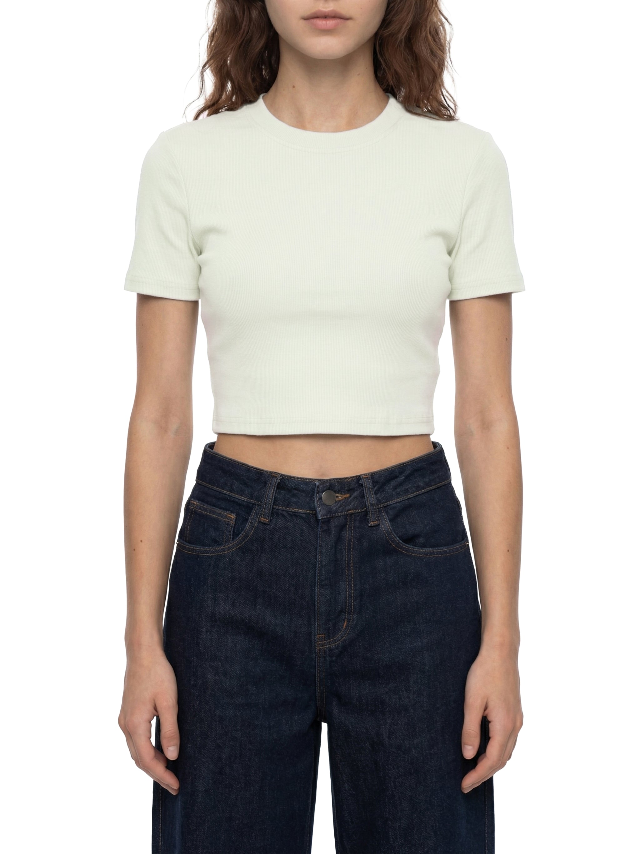 WOMEN'S RIBBED CROPPED T-SHIRT