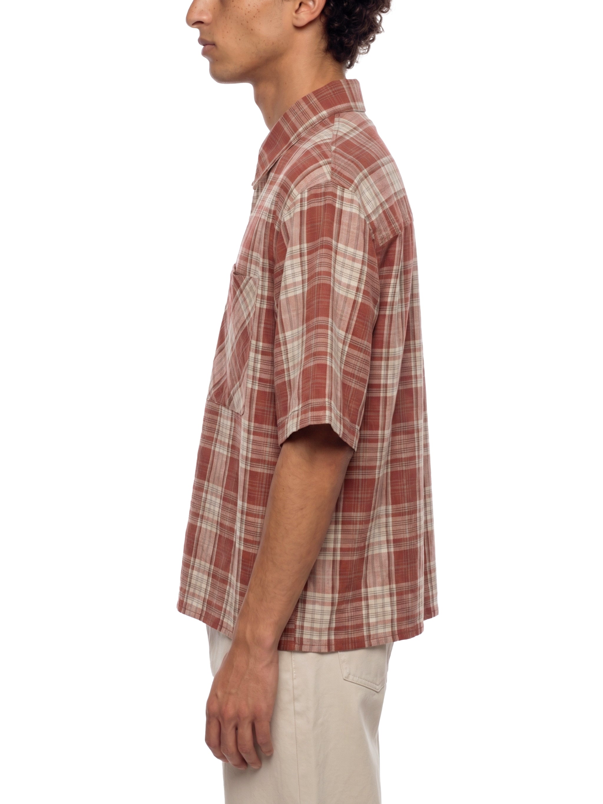 100% COTTON PLAID BUTTON UP