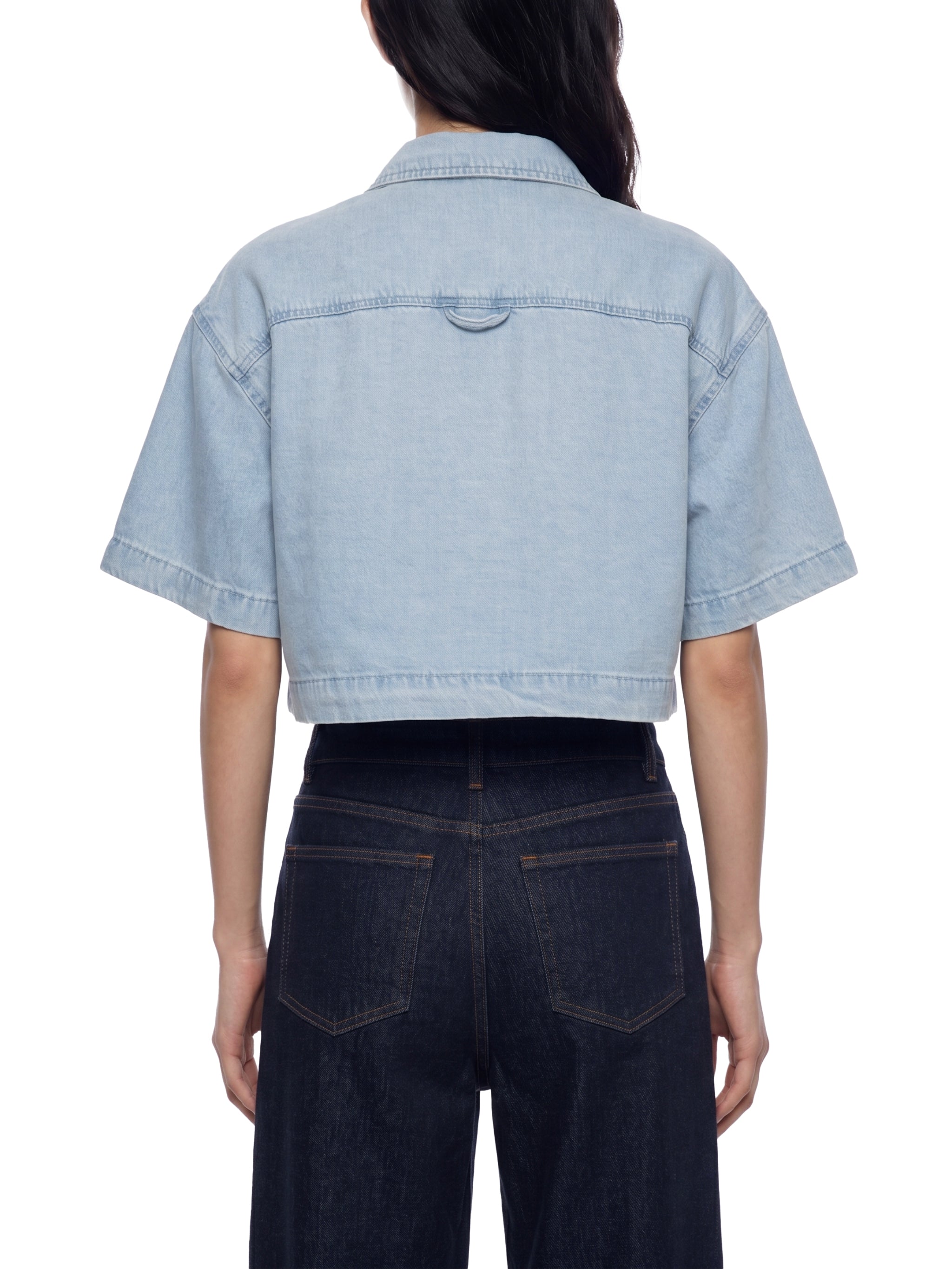 WOMEN'S 100% LYOCELL CROPPED BUTTON UP