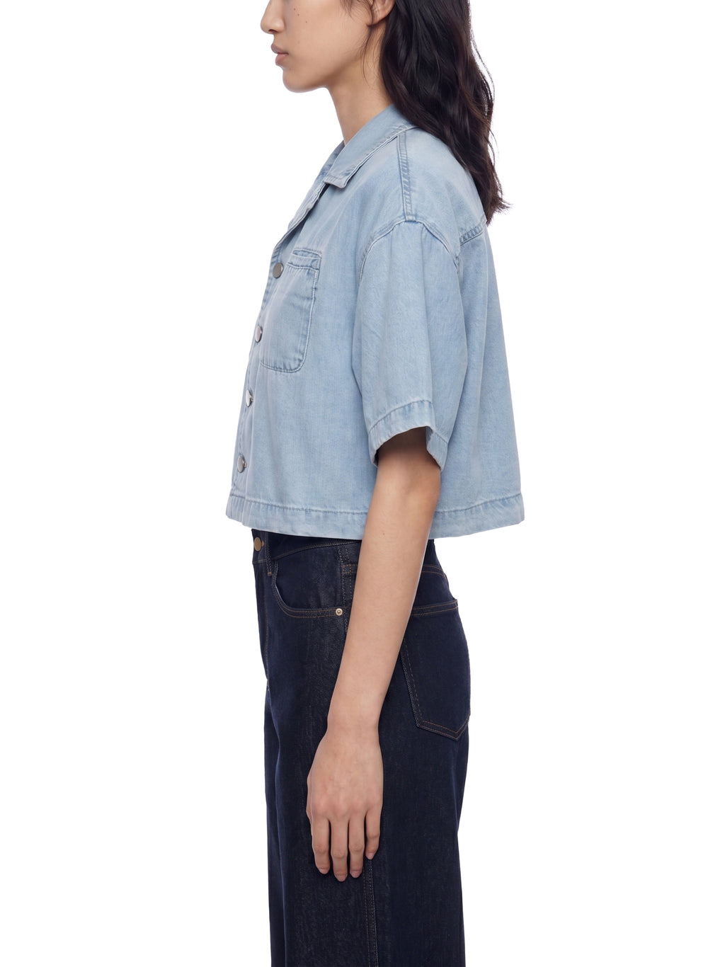 WOMEN'S 100% LYOCELL CROPPED BUTTON UP
