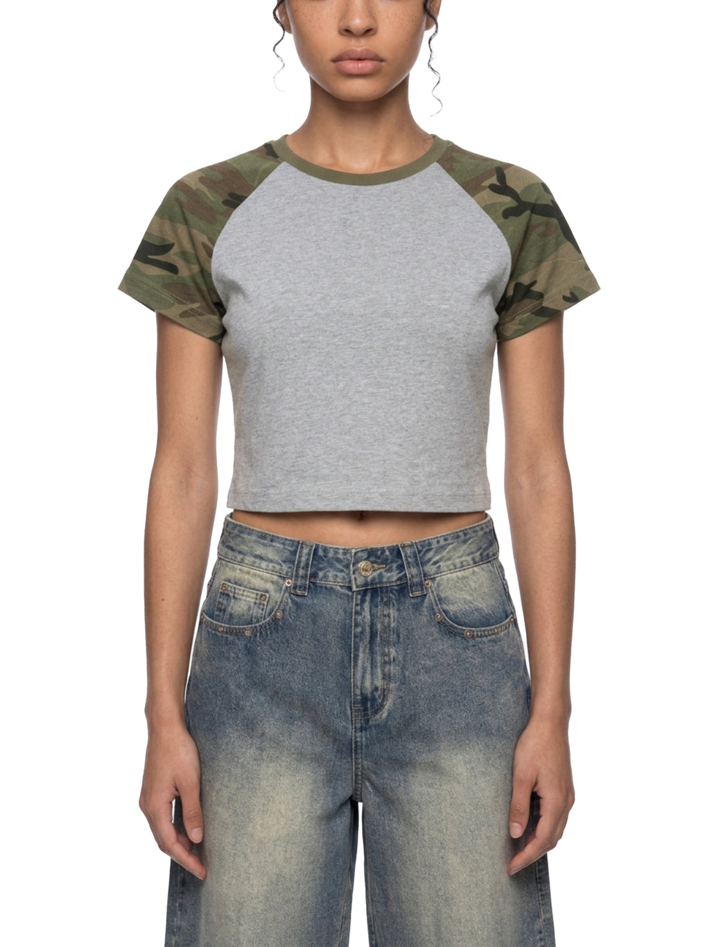 WOMEN'S CAMO RAGLAN BABY TEE